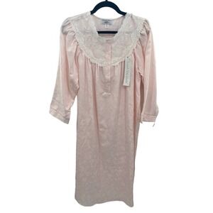 Miss Elaine Nightgown Womens Petite Small Pink Polyester Cotton Floral NEW